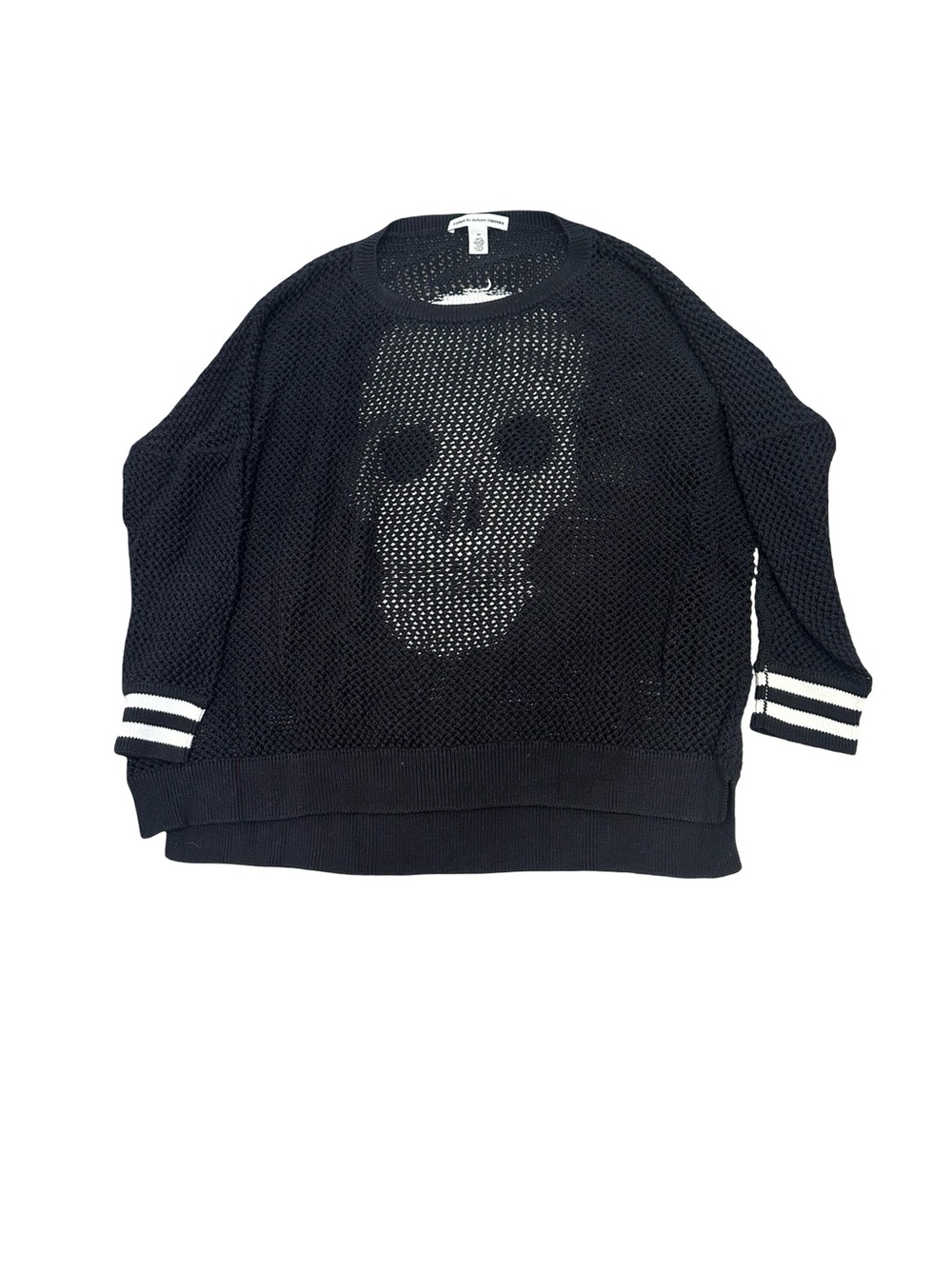 EUC Cotton by Autumn Cashmere Women’s Medium Black Open Knit Skull Sweater
